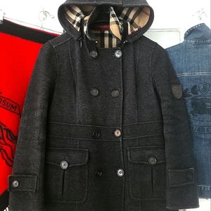 Burberry Gray Wool Double-Breasted  Coat (EU/IT40)